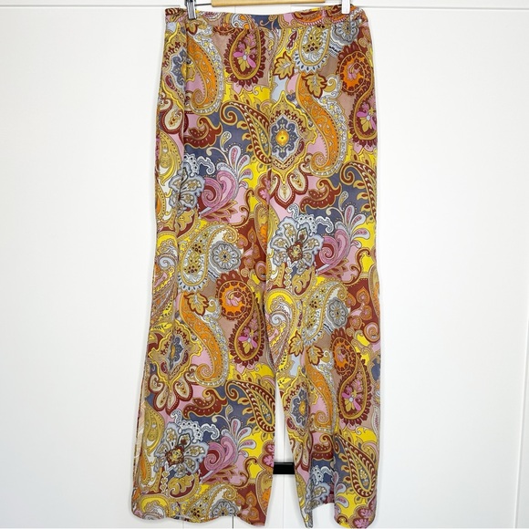 JOHNNY WAS Brooklyn Paisley Silk Set XL yellow purple pajama pants short sleeve - Picture 7 of 16